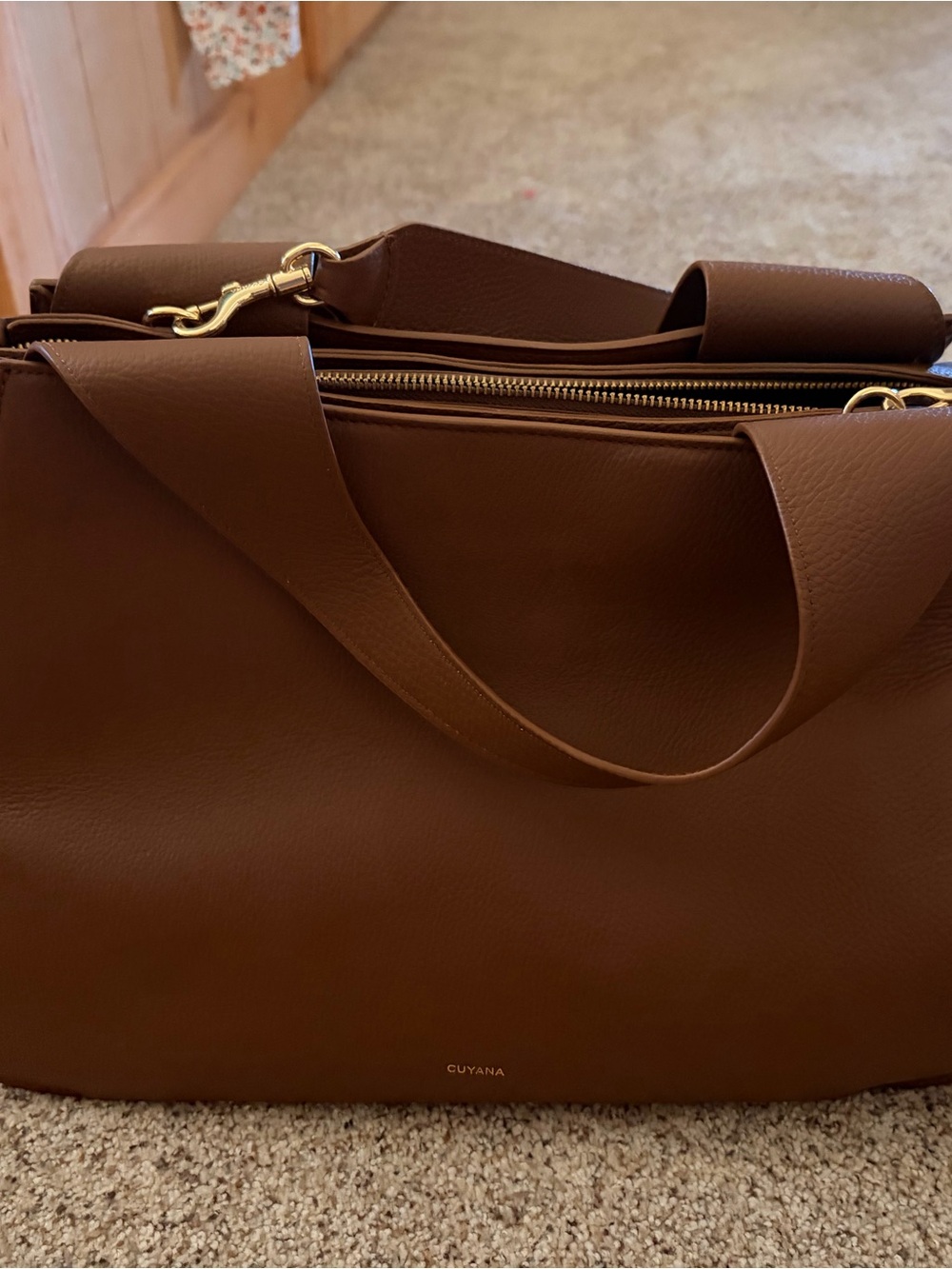 Cuyana Brown Mila Leather Satchel